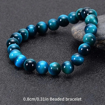 1 Stück 6/8/10mm Minimalistisches blaues Tigerauge-Steinperlenarmband Naturstein runde Perlenarmband zur täglichen Dekoration