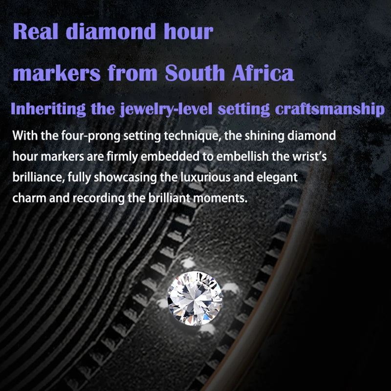 18K Double Tourbillon Watch Diamond Hour Markers Mechanical Tourbillon High Quality Watches