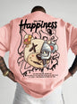 2025 New Men's Personalized Graffiti Bear Letter Printed Breathable and Comfortable Round Neck T-shirt Outdoor High Street Top