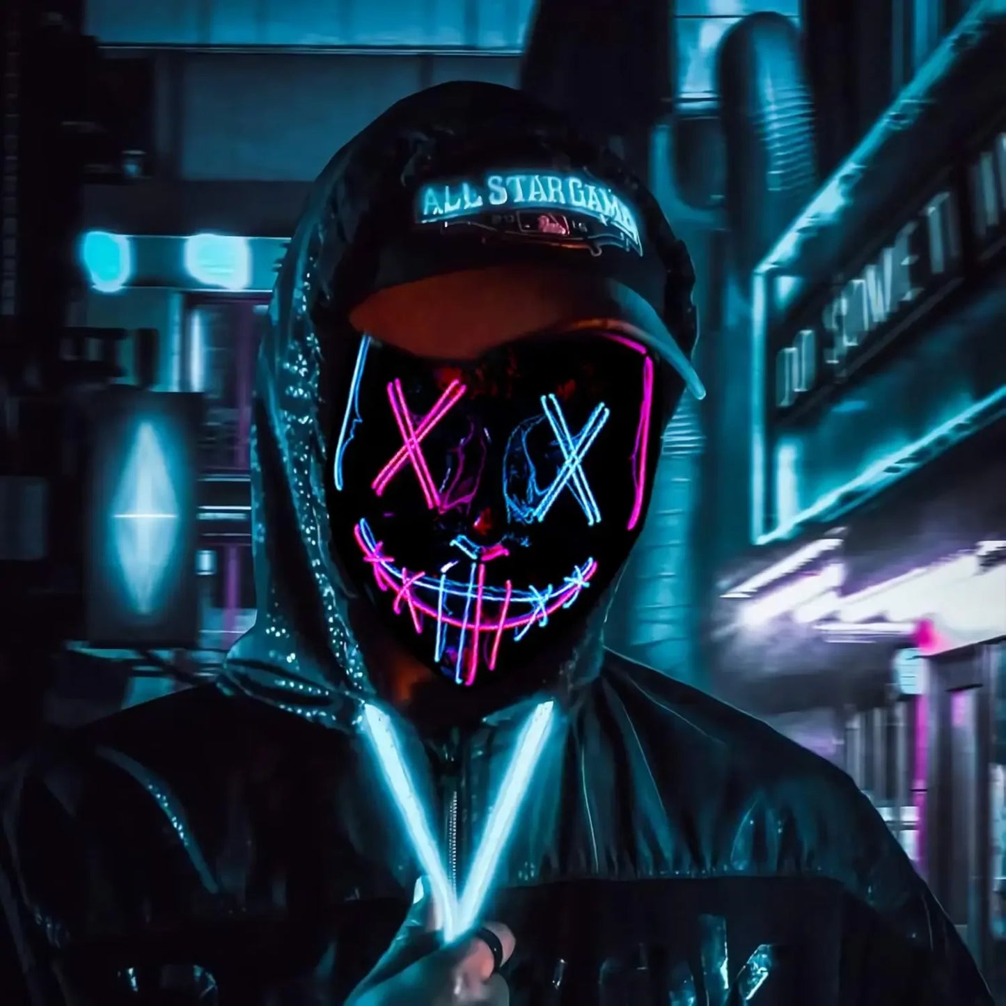 LED Light Up Halloween Mask Scary Cosplay Mask Festival Masquerade Carnival Party Costume Gift
