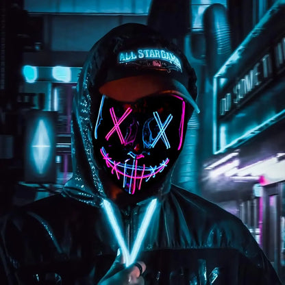 LED Light Up Halloween Mask Scary Cosplay Mask Festival Masquerade Carnival Party Costume Gift