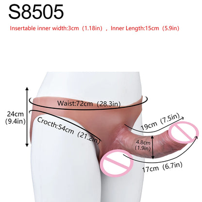 SXXY Silikon Unterhosen & Boxershorts mit Penishülle Männlicher Masturbator Strap-on Hohl Dildo Sexspielzeug für Männer Frauen
