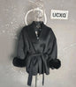 UCXQ Eleganter OL Business-Mantel Pelz-Patchwork Langarm Wollmantel Schöne Damenbekleidung Jacke Herbst 2025 Winter