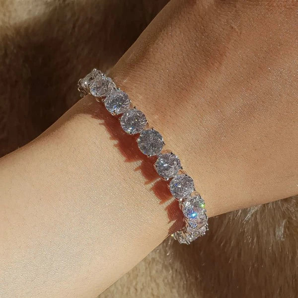 Handmade 14K White gold filled 8mm Round Diamond Bracelets For Women Men Luxury Engagement Wedding Cocktail gemstone Jewelry