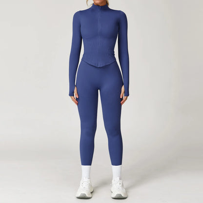 2/3/4PCS Yoga Set Gym Clothes Sportswear Seamless Yoga Suits For Women Fitness Long Sleeved Tracksuits Sports Bra Gym Leggings
