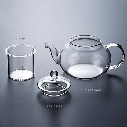 400ml/1000ml Filterbare Hitzebeständige Verdickte Glas-Teekanne Aus Hochborosilikatglas Blütenteekanne Beheizbares Glas-Teeservice