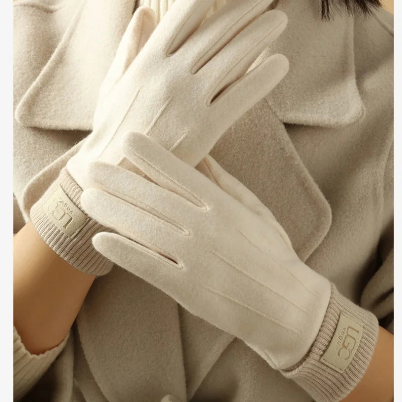 Winter Cashmere Gloves for Women Warm Touch Screen Gloves Cold Protection Full Finger Mittens Outdoor Cycling Thick Woolen Glove