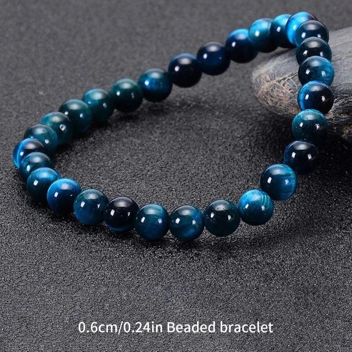 1 Stück 6/8/10mm Minimalistisches blaues Tigerauge-Steinperlenarmband Naturstein runde Perlenarmband zur täglichen Dekoration