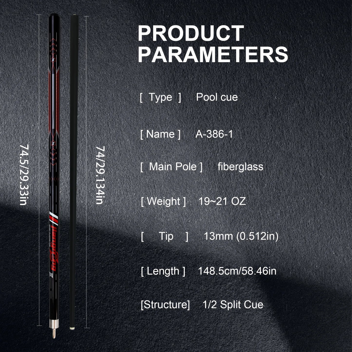 Premium carbon fiber pool cue for snooker and American 9-ball game, with a red monster design, smooth grip, 13mm tip and 148cm