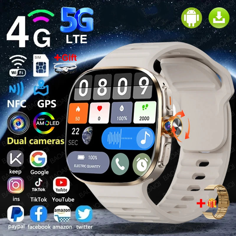 5G Smart Watch AMOLED 2.4" 32GB Google Play GPS SIM