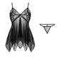 Tulle Suspenders Exquisite Women's Lencerias Lace V-Neck Underwear Semi-transparent Thong Dress Set Females Lingerie Nightgowns