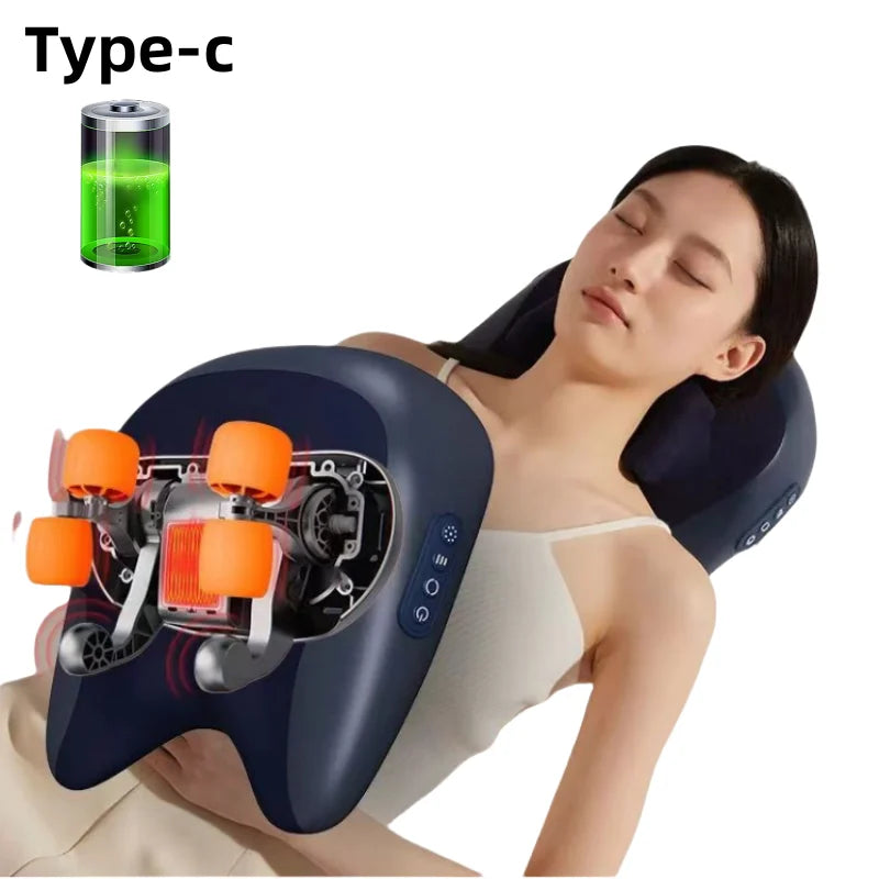 3D Shiatsu Kneading Massage Cushion – Wireless Heated Pillow for Neck, Waist, Leg & Cervical Relief
