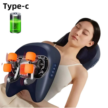 3D Shiatsu Kneading Massage Cushion – Wireless Heated Pillow for Neck, Waist, Leg & Cervical Relief