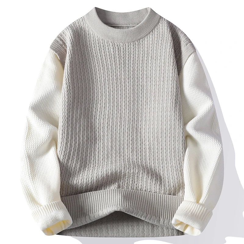 Sweater Men Autumn Winter Casual O-Neck Fashion Patchwork Long Sleeve Knitted Pullovers Mens Youthful Vitality Knit Sweaters