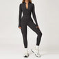 Women Gym Workout One-Piece Zipper Yoga Jumpsuit Outdoors Tracksuits Fitness Sports Bodysuit Female Running Sports Sexy Jumpsuit