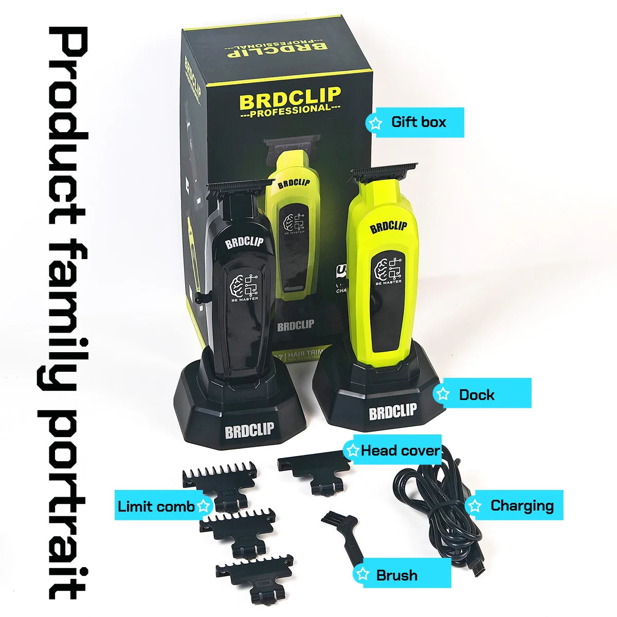 BADCLIP grooming tool set with packaging, tools, and accessories on a white background