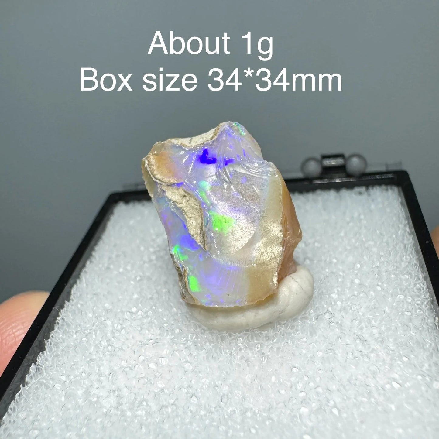 Ethiopia Opal Gem Mineral Specimen – 34x34mm Box