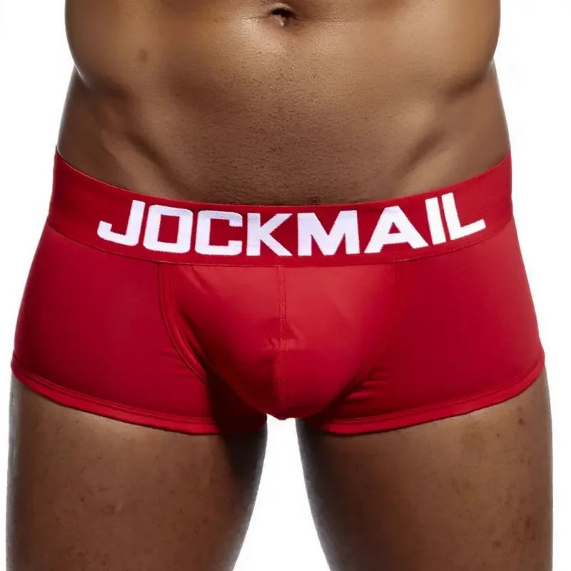 JOCKMAIL Marken Herren-Slips, atmungsaktive Boxershorts, Baumwolle, Herrenunterwäsche, U-förmiger Beutel, sexy Unterhose, bedruckte Blätter, Homewear-Shorts