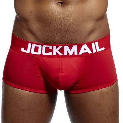 JOCKMAIL Marken Herren-Slips, atmungsaktive Boxershorts, Baumwolle, Herrenunterwäsche, U-förmiger Beutel, sexy Unterhose, bedruckte Blätter, Homewear-Shorts