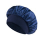 Damen Satin Haube Schlafhaube Haarpflege Seidenhaube Einfarbige breitkrempige Schlafhaube mit elastischem weichen Band