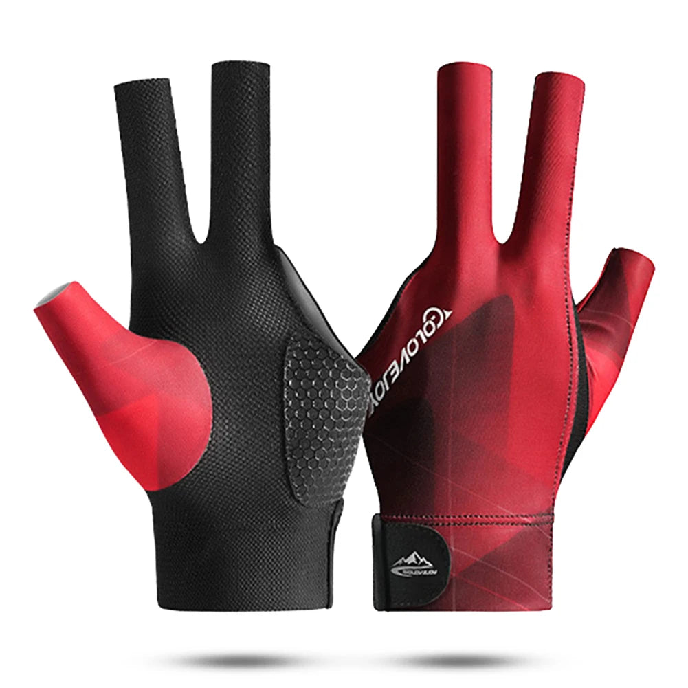 Offene Finger Billardhandschuhe Atmungsaktives Polyester Snooker-Poolhandschuhe Verstellbarer Klettverschluss Glatt Weich Leicht Amateurtraining