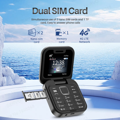 Mini Flip Phone 4G LTE – SERVO i16 Pro Dual SIM