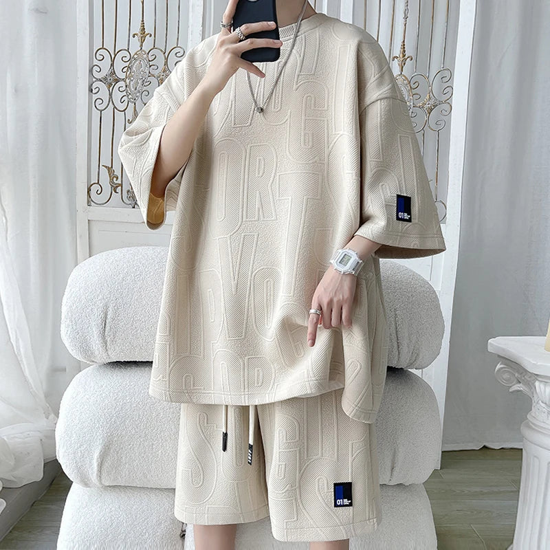 Casual Short Sleeve T-Shirt And Shorts Sports