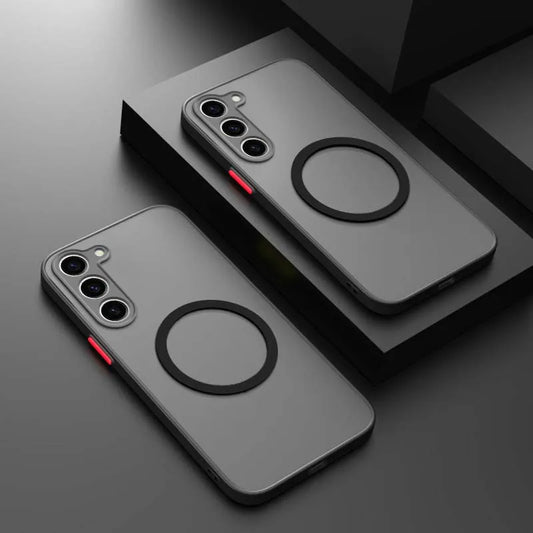 Luxuriöse Magsafe Wireless Ladehülle für Samsung Galaxy S20 S21 S22 S23 FE S24 Plus S24Ultra Stoßfeste Matte Klare Rückabdeckung