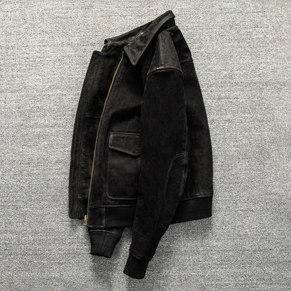 Black jacket on a textured gray background