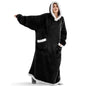 180cm Super Long Flannel Blanket Pyjamas with Sleeves Winter Hoodies Sweatshirt Women Men Pullover Fleece Giant Oversized Outdoo