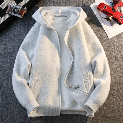 New Autumn Men Hooded Cardigans Man Fashion Outwear Sweatercoats Quality Male Knitwear Cardigans Loose Casual Sweaters Size 4XL