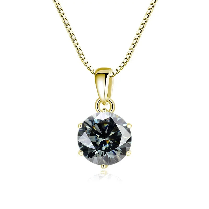 JoyceJelly 1 CT Real Moissanite Pendant Necklace For Women Royal Blue Color Moissanite 925 Sterling Silver Wedding Fine Jewelry