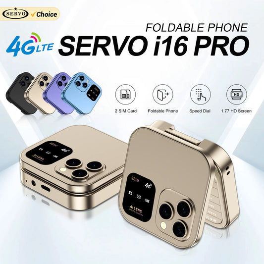 Mini Flip Phone 4G LTE – SERVO i16 Pro Dual SIM