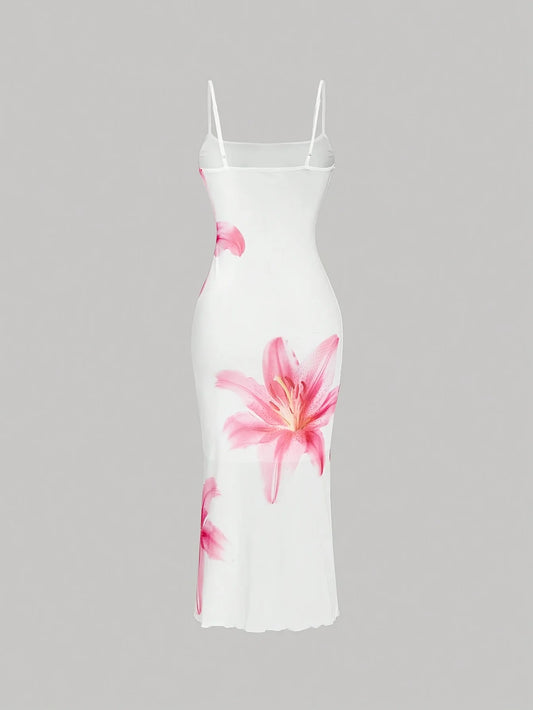 Elegant womens summer dress, resort-style dress