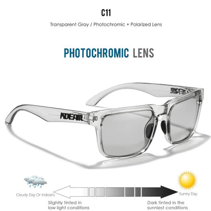 KDEAM Große quadratische Herrensonnenbrille Polarisierte photochrome Übergröße Sonnenbrille Mode Damensonnenbrille Verbesserte Version