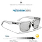 KDEAM Große quadratische Herrensonnenbrille Polarisierte photochrome Übergröße Sonnenbrille Mode Damensonnenbrille Verbesserte Version