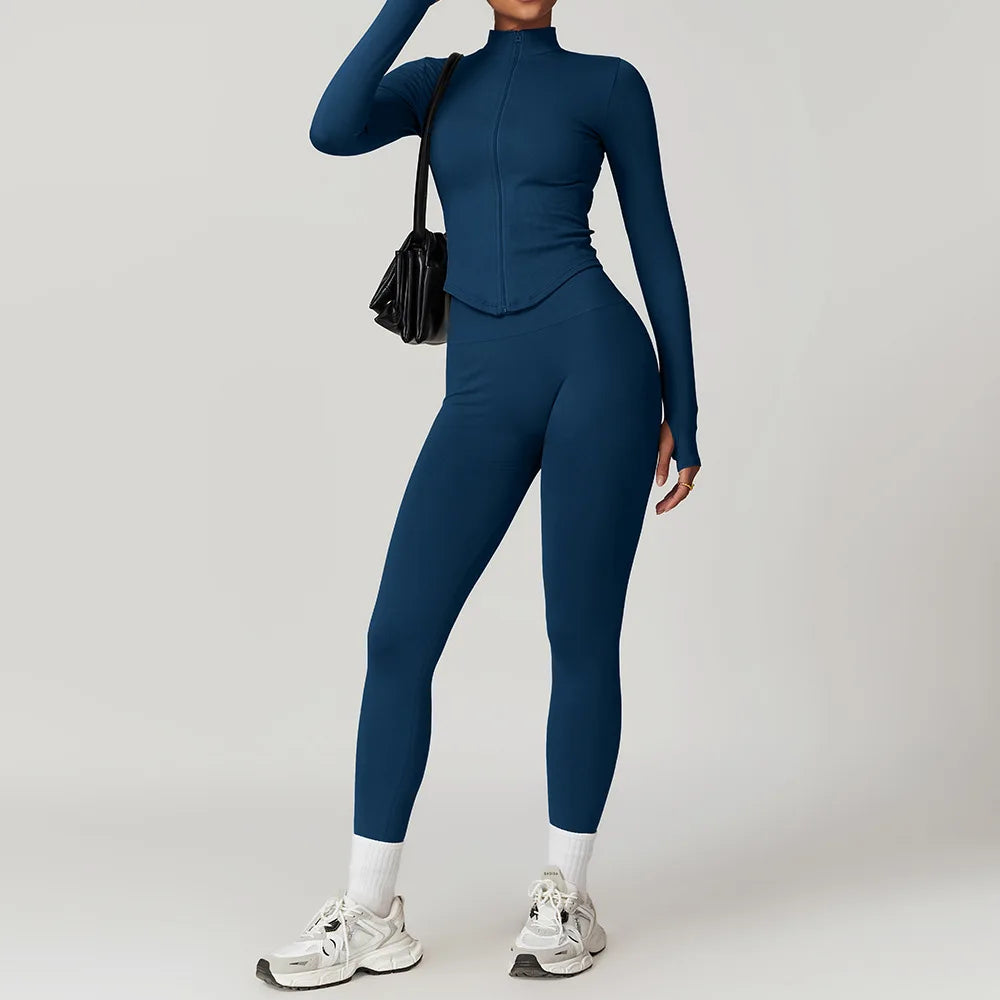 2/3/4PCS Yoga Set Gym Clothes Sportswear Seamless Yoga Suits For Women Fitness Long Sleeved Tracksuits Sports Bra Gym Leggings