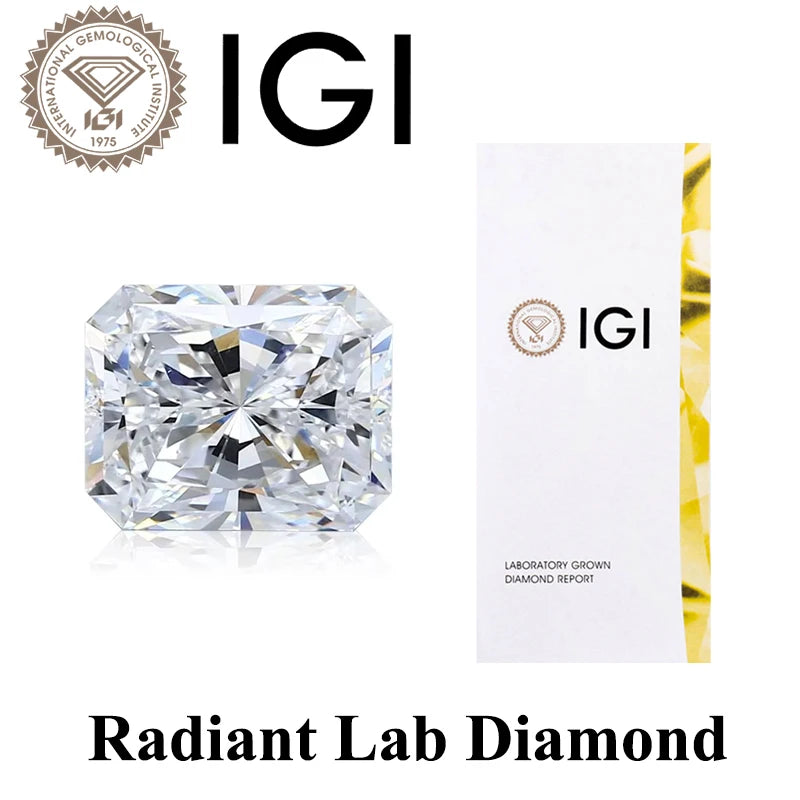 IGI Lab Diamond 1-5CT DEF VS-VVS Pear Heart Emerald Radiant Cushion IGI GIA Certificate White Grown Stone