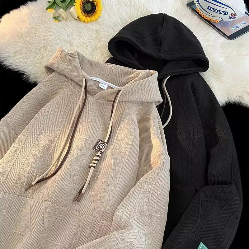 Men's Hoodie Sweatirt Fce Lined Loose Fit Thiened Autumn Winter New Sle Casual Wear Student Large Size Hoodie