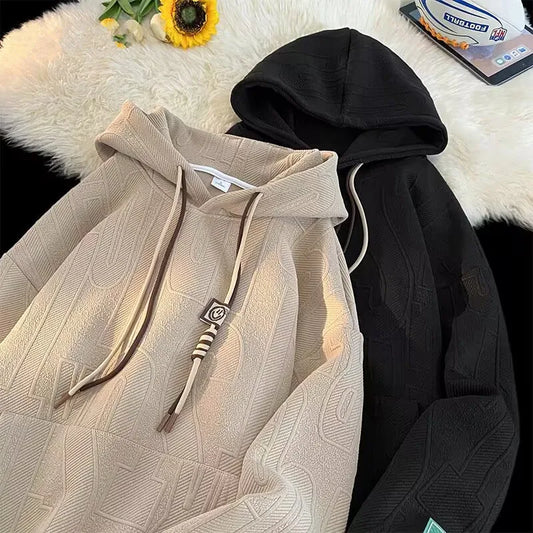 Herren Hoodie Sweatshirt Fleece-gefüttert Locker geschnitten Verdickter Herbst Winter Neu Lässige Kleidung Studenten Oversize Hoodie