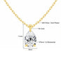 Gold necklace with a teardrop-shaped gemstone, showing material details and dimensions.