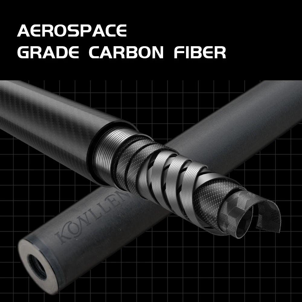 Aerospace grade carbon fiber with 'Kovlien' branding on a black grid background