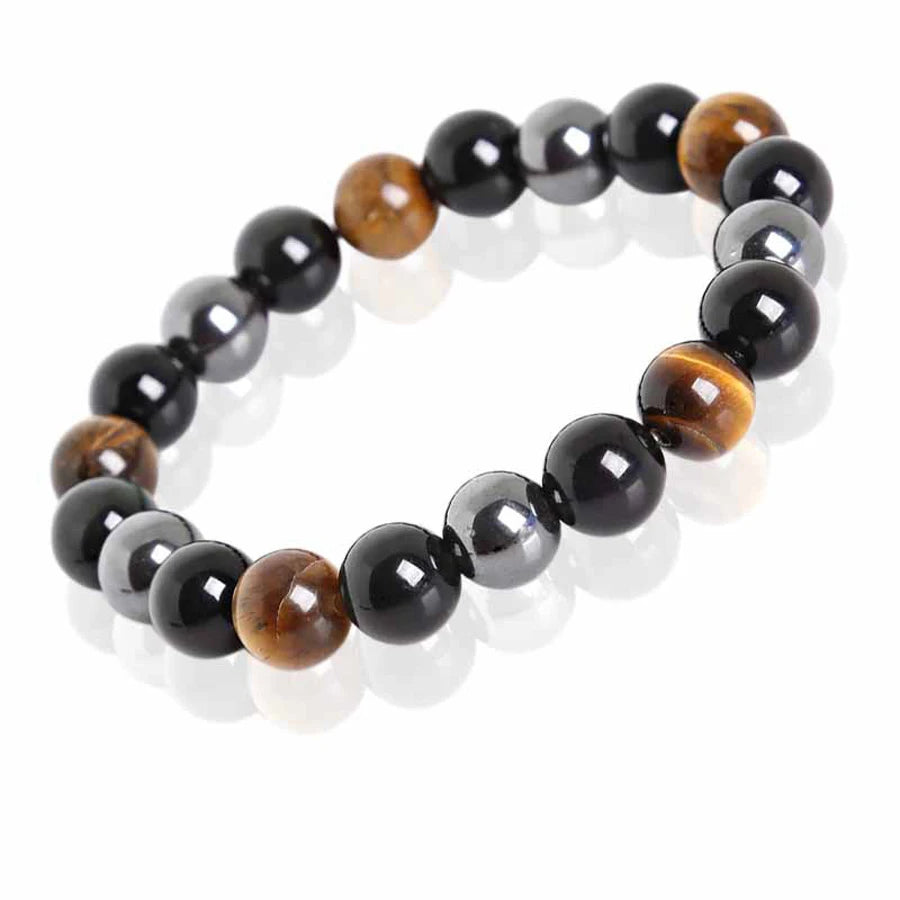 Black Obsidian Hematite Tiger Eye Beads Bracelets Magnetic Health Protection Jewelry