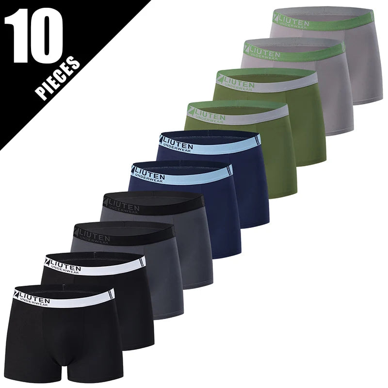 4/10-teiliges Set lässiger und modischer Herrenunterwäsche Bequeme Boxershorts Jugend-Übergröße Sport-Radfahren elastische Shorts