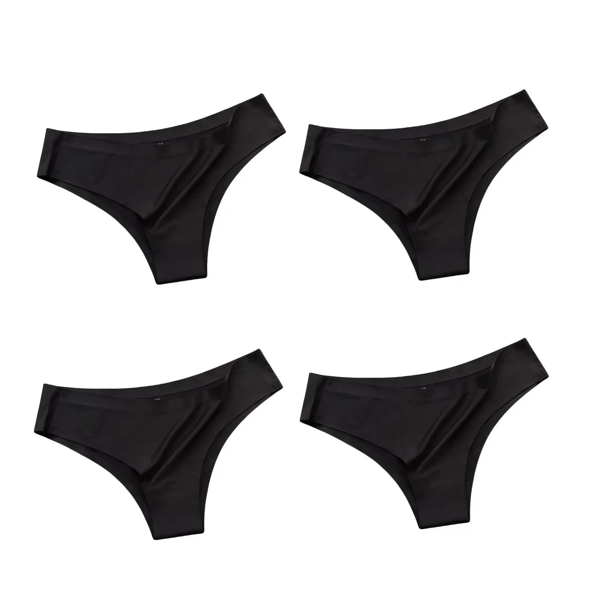Seamless Panties Women Sexy Underwear Ice Silk Underpants Low Waist G-string Female Soft Solid Ultra-thin Briefs 4 Piece Set
