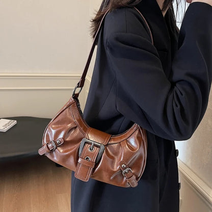 Retro Pleated Hobo Shoulder Bag for Women Hot Selling Maillard Style Underarm Bag Clutch Handbags for Travel Work Shopping