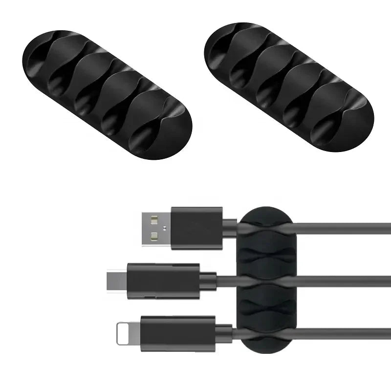 VIKEFON Silicone USB Cable Winder & Adhesive Clips