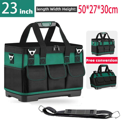 Upgrade 23inch Heighten large capacity Tool Bag Thickened 1680D Oxford Waterproofed Wear-Resistant Electrician Storage Toolkit