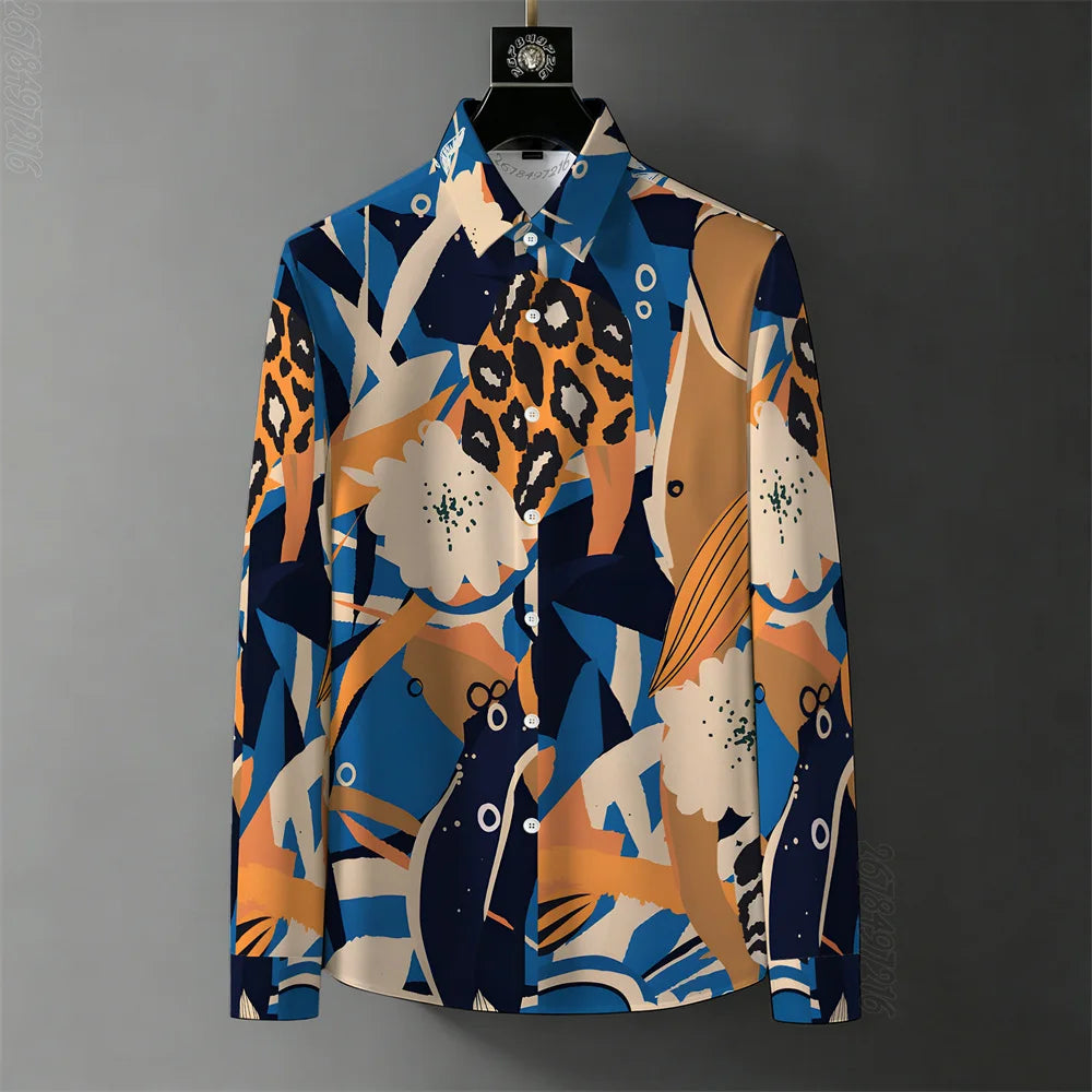 Teglex Men's Wrinkle-Free Color-Block Long Sleeve Shirt