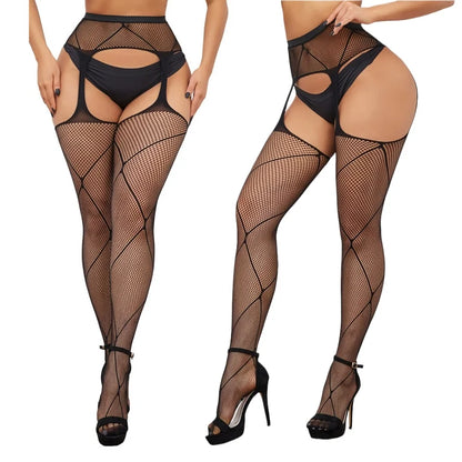 Plus Size Fishnet Garter Belt Bodysuit Tights XXL